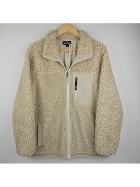 Patagonia Cream Sherpa Fleece Jacket Women’s M Full Zip Cozy Retro Style